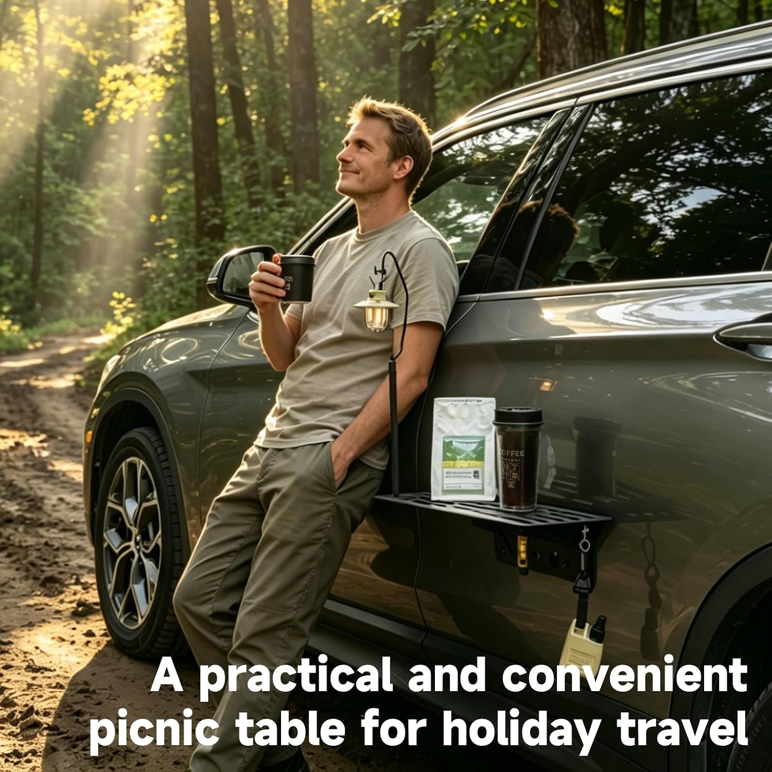 Outdoor Camping Table Foldable - Magnetische opvouwbare auto zijtafel van metaal,