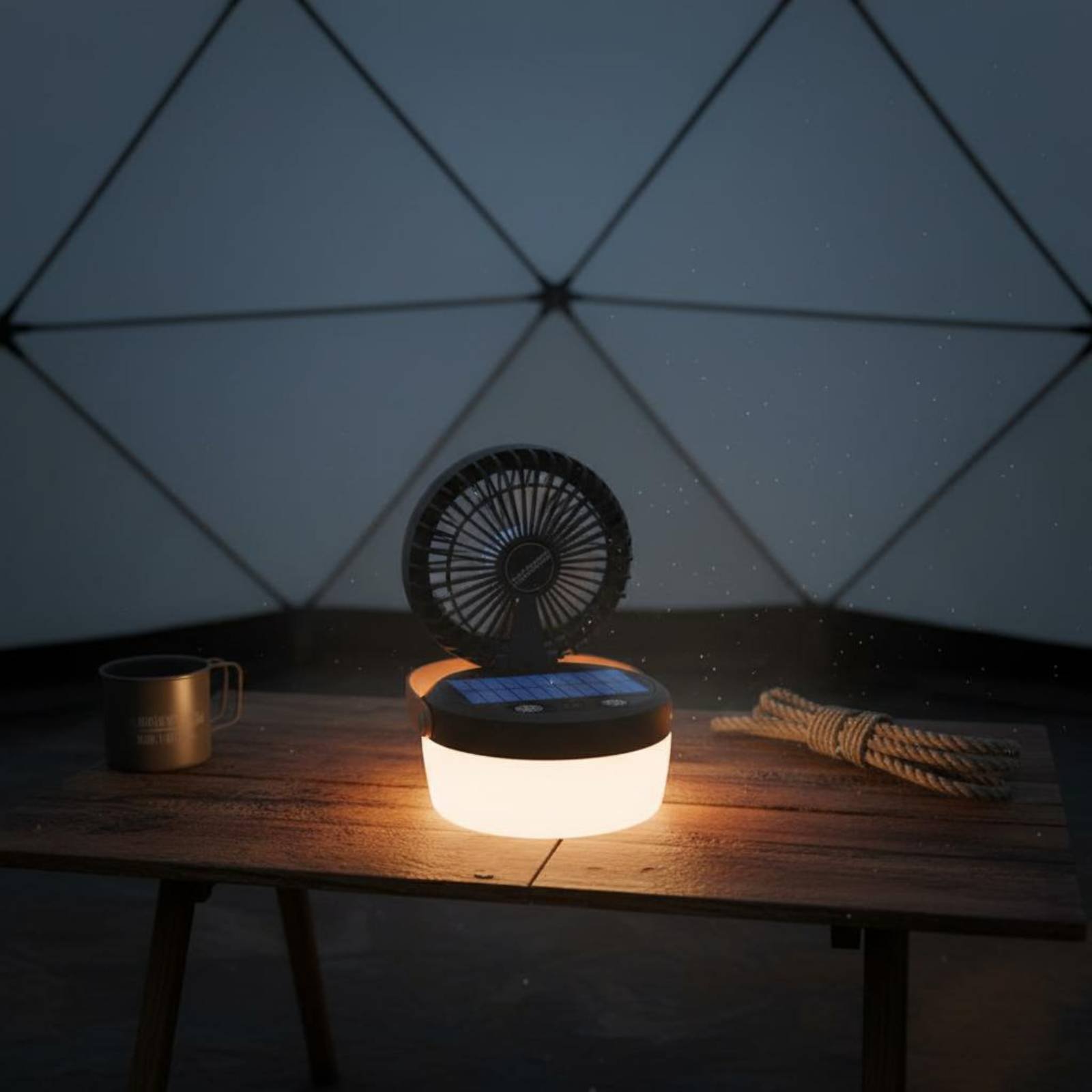 Outdoor Camping Fans - Zonne-campingventilatorlantaarn, opvouwbaar ontwerp, drievoudige functie, kampeerlantaarn,