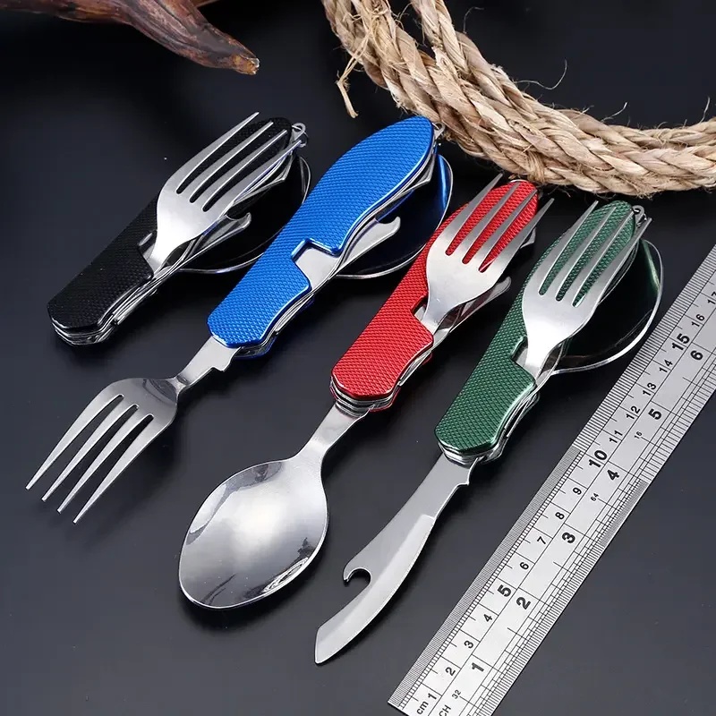 Outdoor Camping Dining Set - Roestvrijstalen bestek 4-in-1 outdoor picknick bestek
