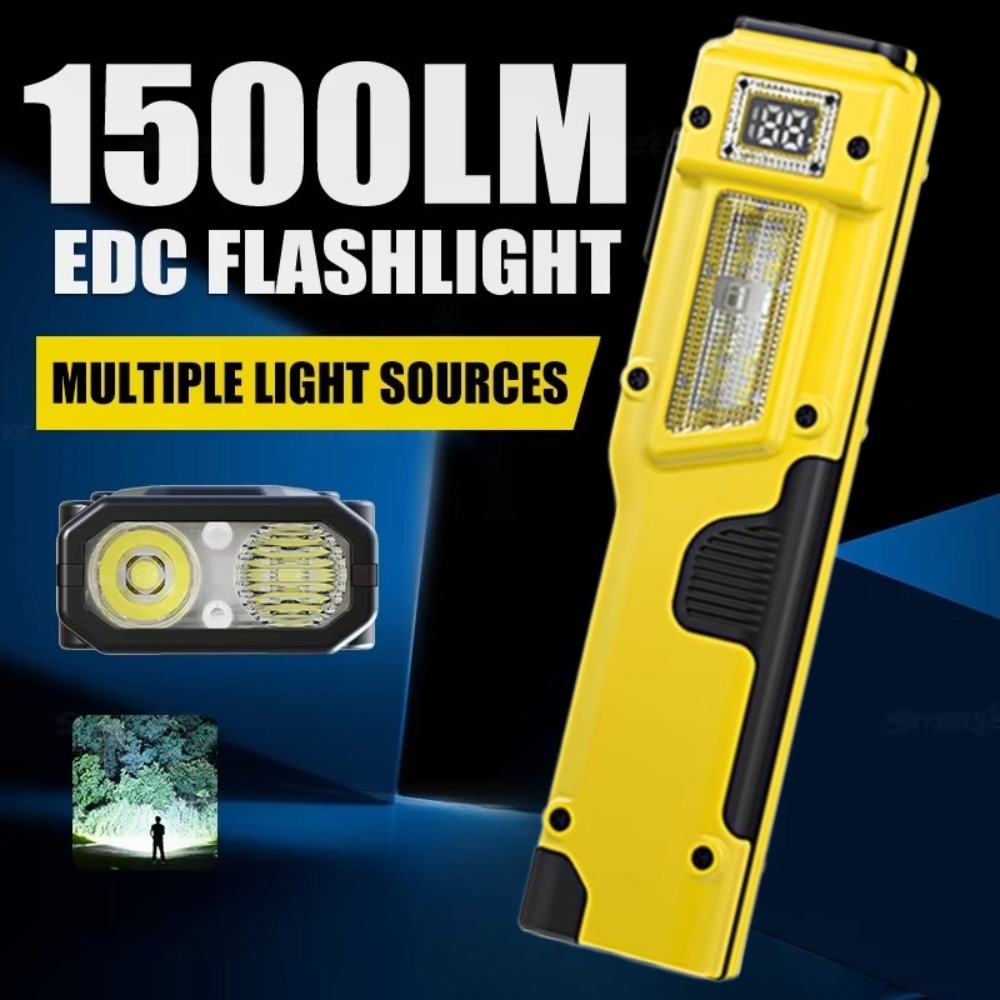 Outdoor Camping Glamping - Ultradunne EDC oplaadbare LED-zaklamp Batterijdisplay Dubbele