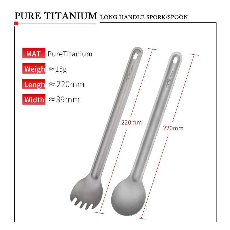 TiTo Titanium Spork Lepel Lang - Outdoor Camping Dining Set recensie en prijs