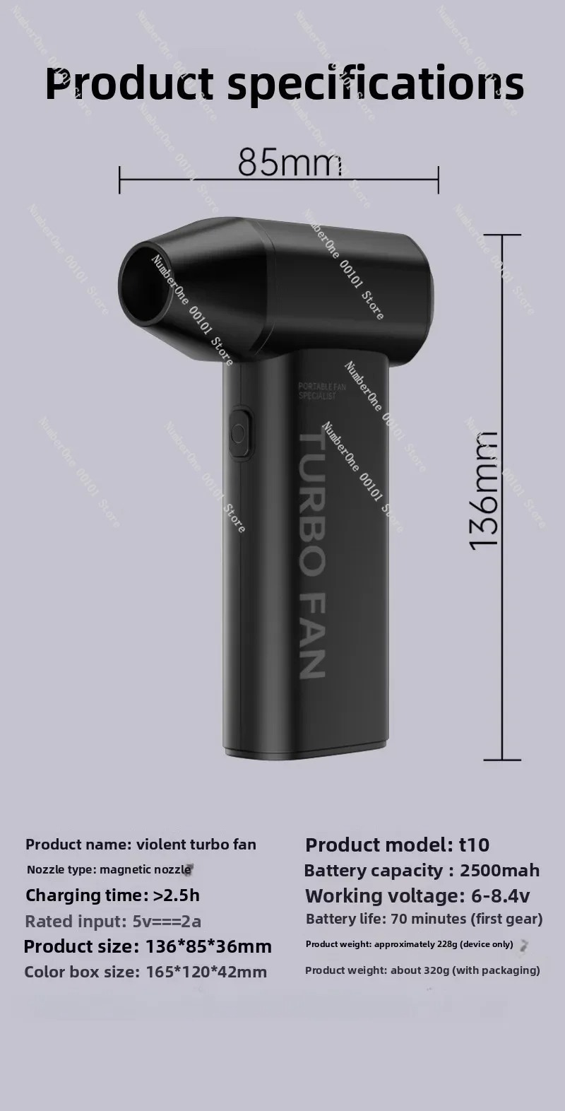 T10 Mini Handheld High-Speed F - Outdoor Camping Fans recensie en prijs
