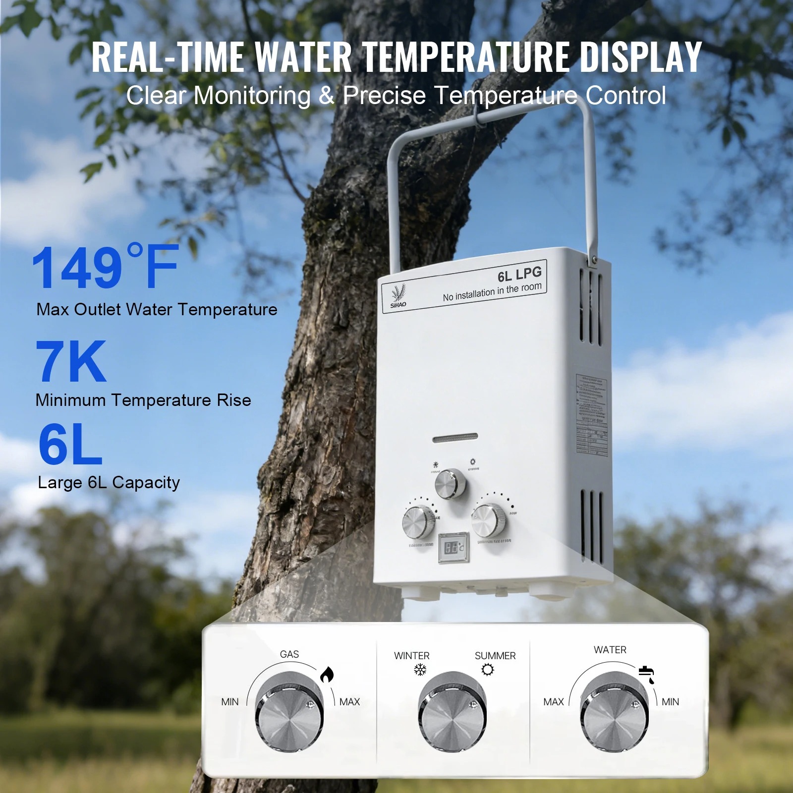 LPG-gasboiler | SIHAO 6L draag - Outdoor Camping Hot Water Heater recensie en prijs